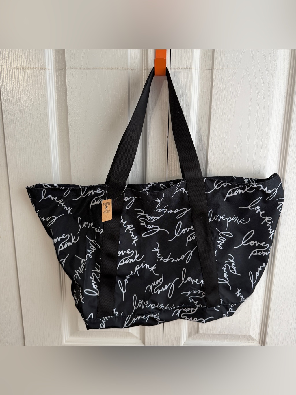 Pink Victoria’s Secret Black Logo Weekender Tote
